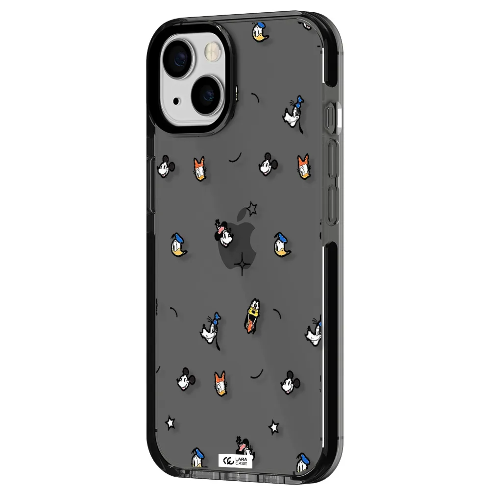disney face pattern Apple iPhone 13 impact Smoke Black Case