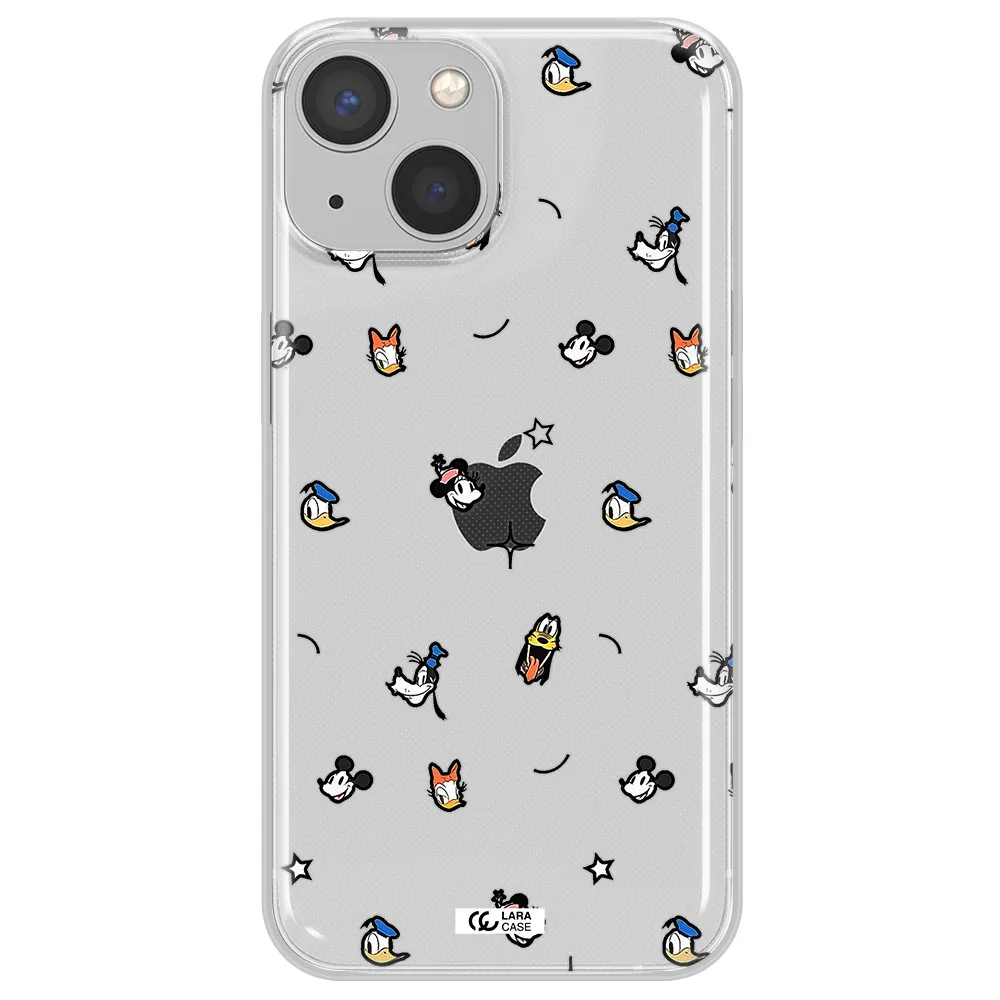 Disney Face Pattern Apple Iphone 13 Mini Clear Tpu Case