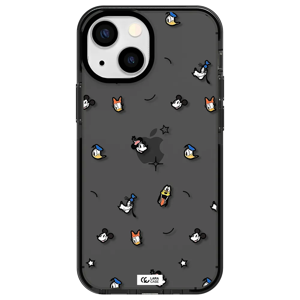 disney face pattern Apple iPhone 13 mini impact Smoke Black Case