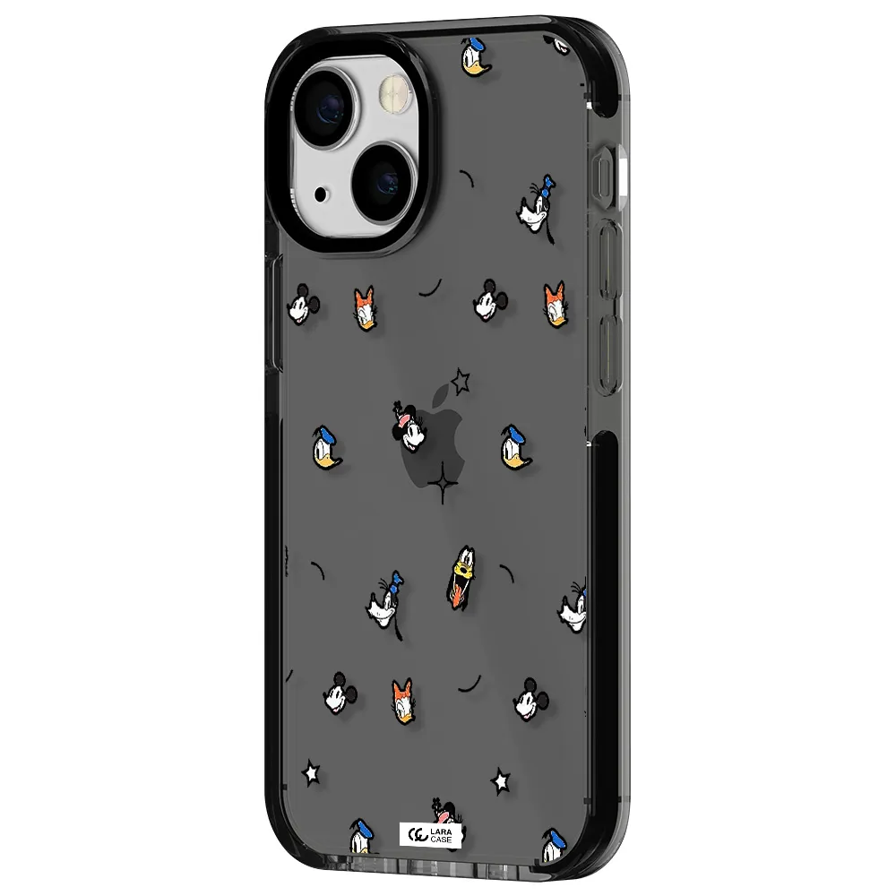 disney face pattern Apple iPhone 13 mini impact Smoke Black Case