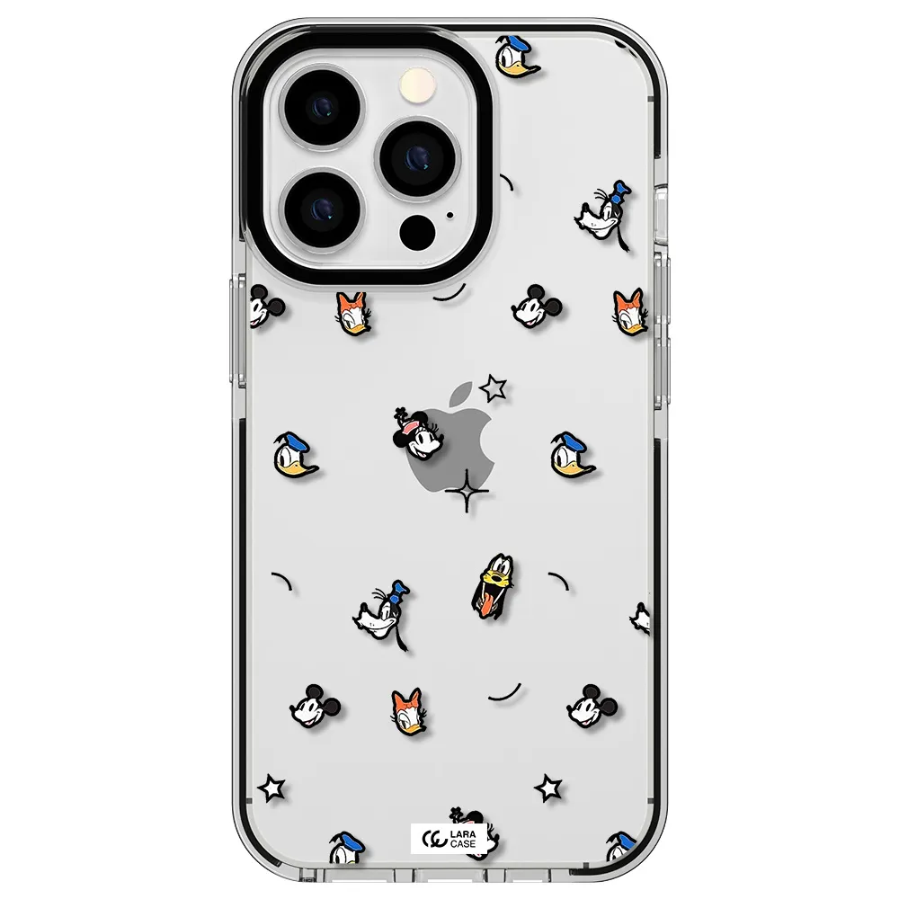 disney face pattern Apple iPhone 13 Pro impact black border Case