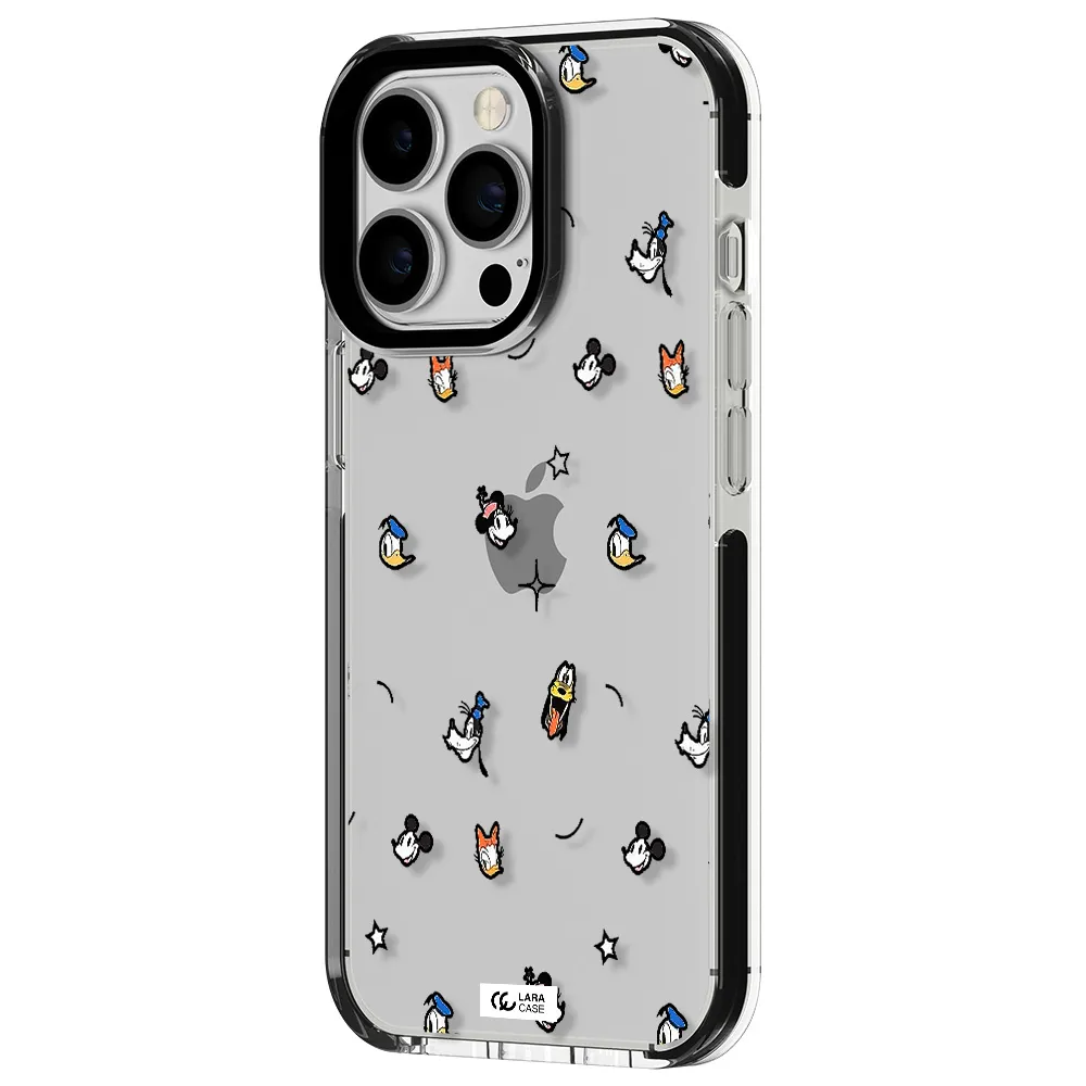 disney face pattern Apple iPhone 13 Pro impact black border Case