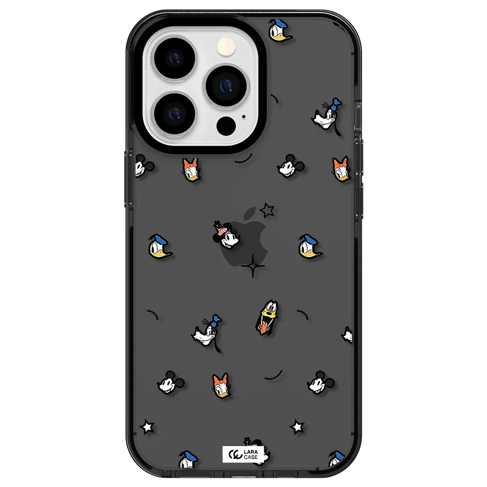 disney face pattern Apple iPhone 13 Pro impact Smoke Black Case