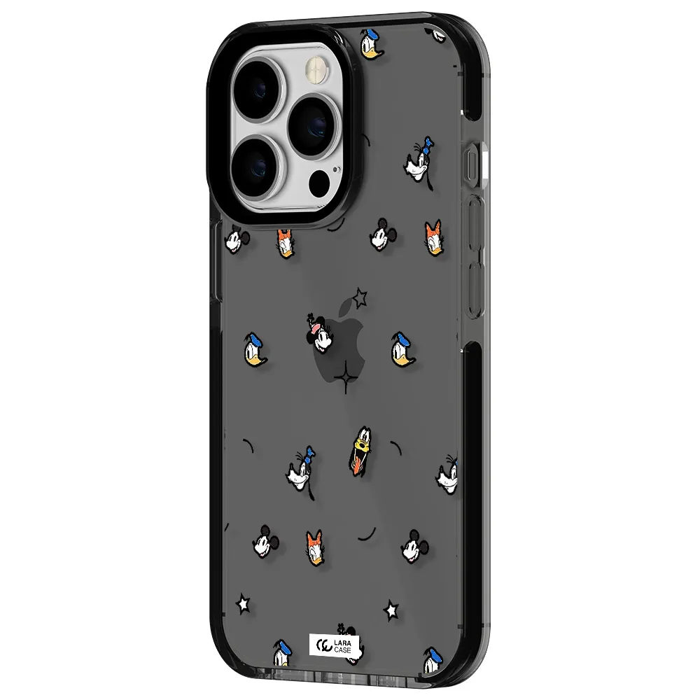 disney face pattern Apple iPhone 13 Pro impact Smoke Black Case