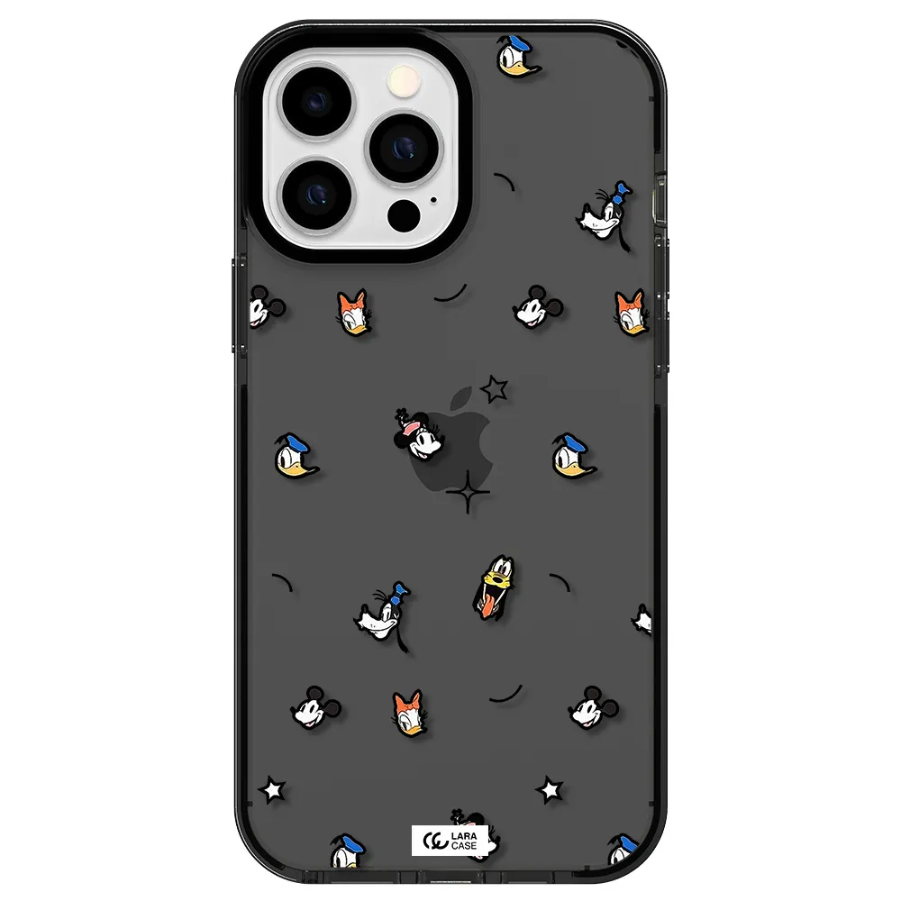 disney face pattern Apple iPhone 13 Pro Max impact Smoke Black Case