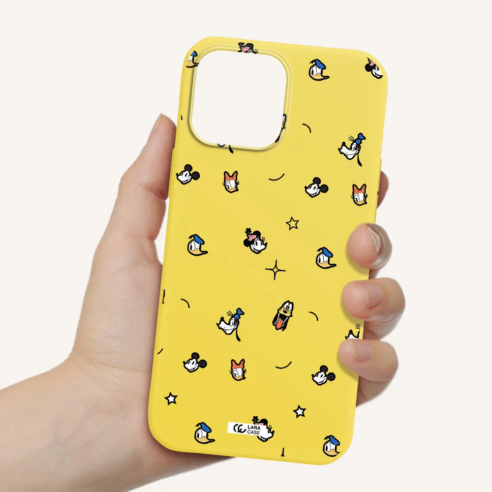 disney face pattern Apple iPhone 13 Pro Silicone canary yellow Case
