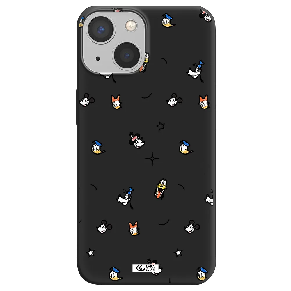 disney face pattern Apple iPhone 13 Silicone black Case