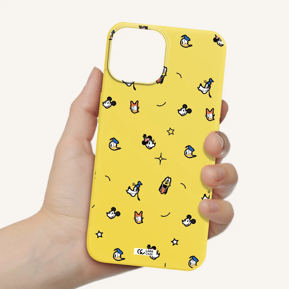 disney face pattern Apple iPhone 13 Silicone canary yellow Case