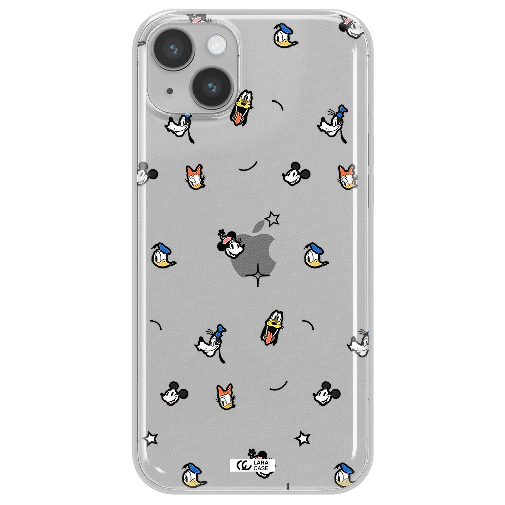 Disney Face Pattern Apple Iphone 14 Plus Clear Tpu Case