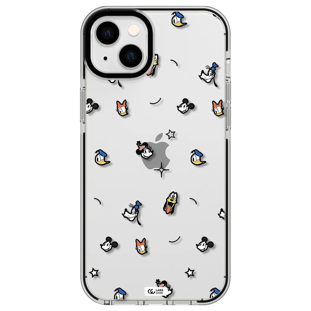 disney face pattern Apple iPhone 14 plus impact black border Case