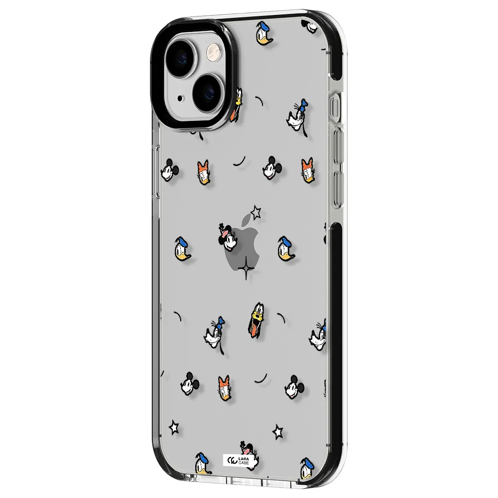 disney face pattern Apple iPhone 14 plus impact black border Case