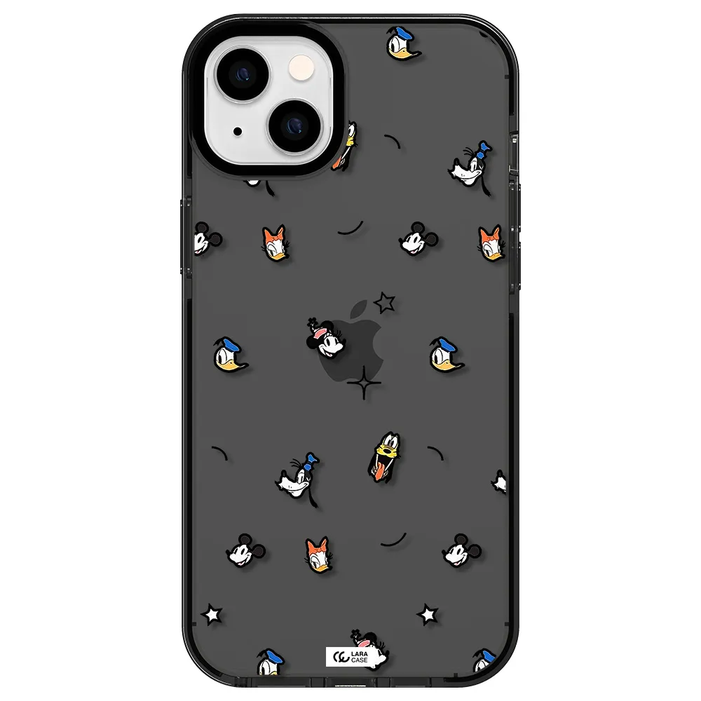 disney face pattern Apple iPhone 14 plus impact Smoke Black Case