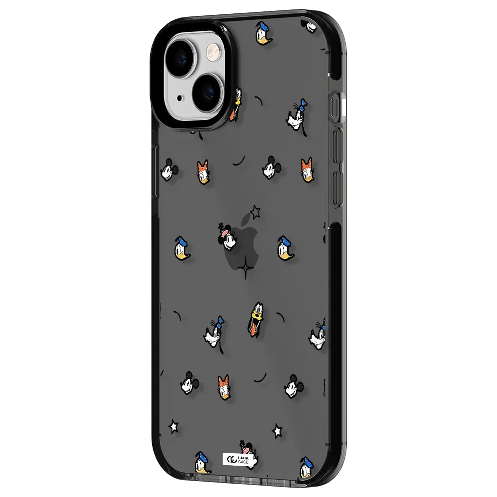 disney face pattern Apple iPhone 14 plus impact Smoke Black Case