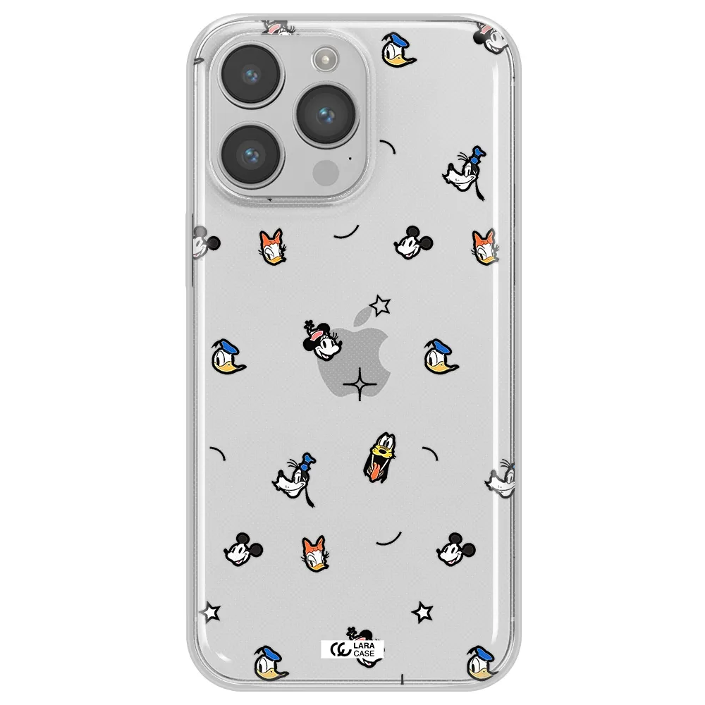 Disney Face Pattern Apple Iphone 14 Pro Clear Tpu Case