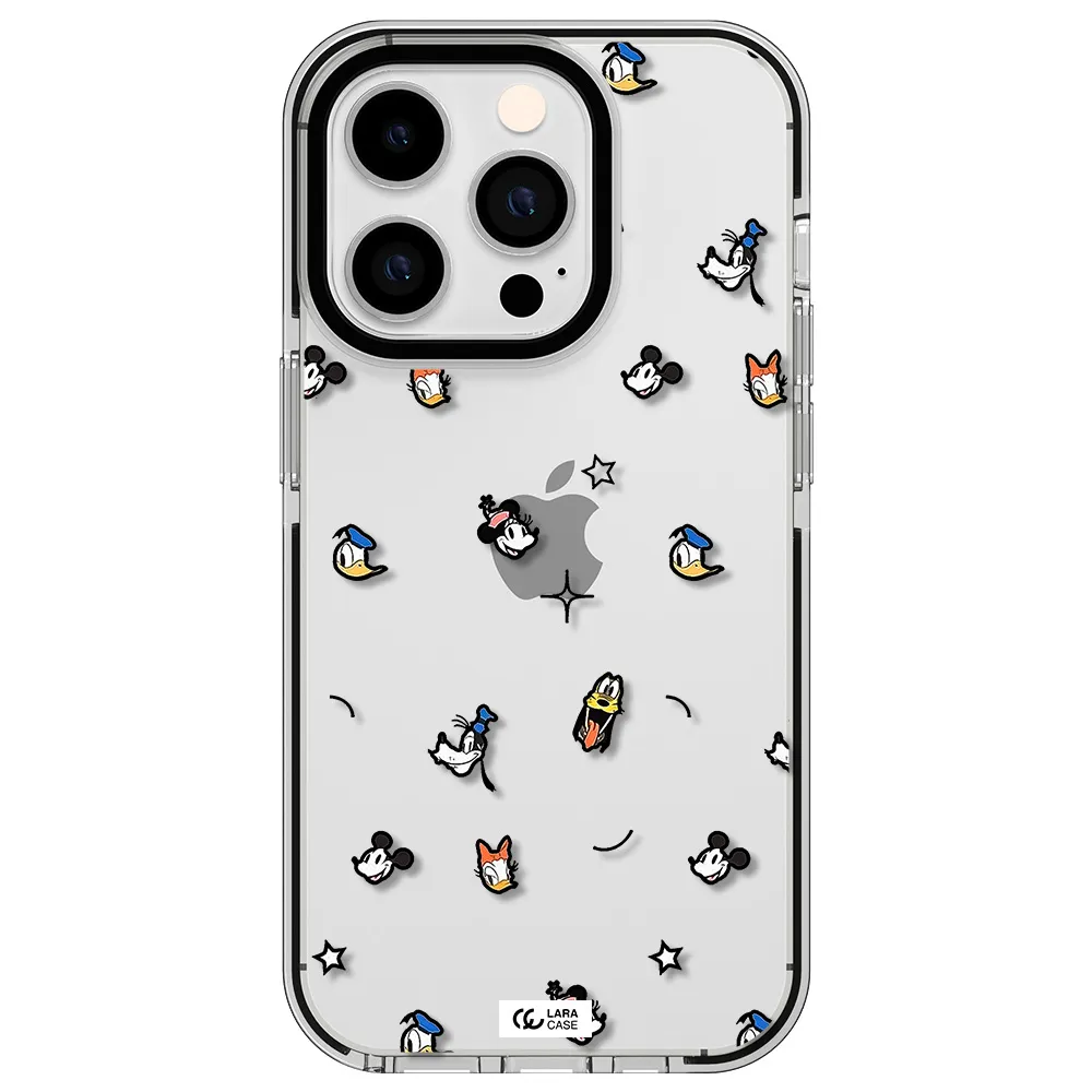 disney face pattern Apple iPhone 14 pro impact black border Case