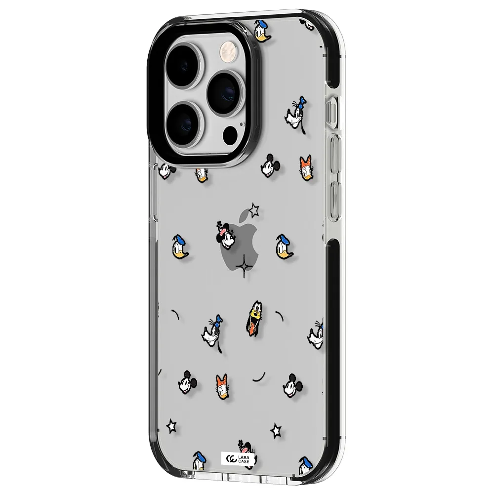 disney face pattern Apple iPhone 14 pro impact black border Case