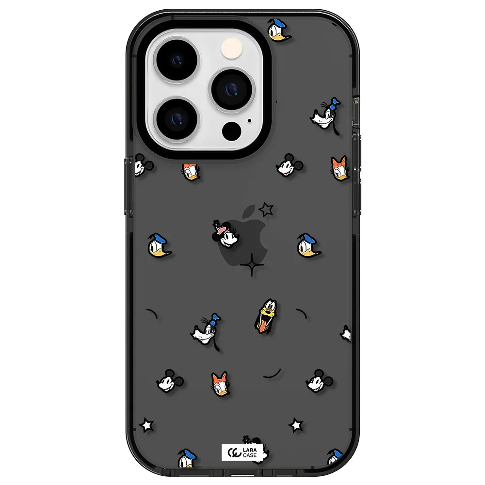 disney face pattern Apple iPhone 14 pro impact Smoke Black Case