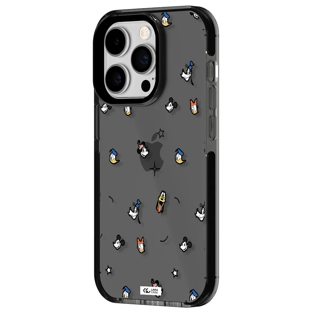 disney face pattern Apple iPhone 14 pro impact Smoke Black Case