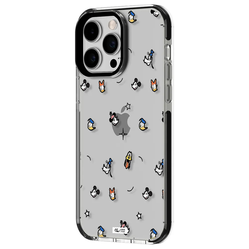 disney face pattern Apple iPhone 14 pro max impact black border Case