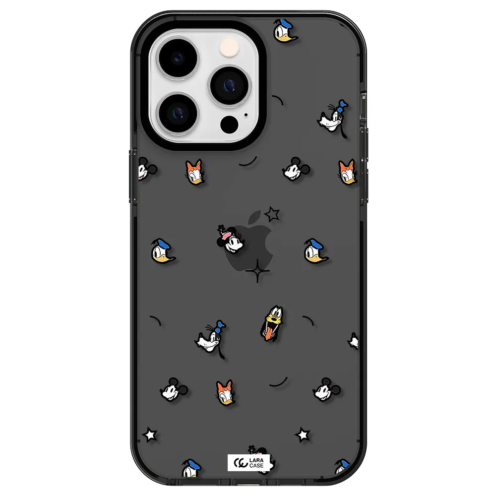 disney face pattern Apple iPhone 14 pro max impact Smoke Black Case