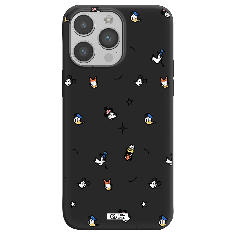 disney face pattern Apple iPhone 14 pro max Silicone black Case