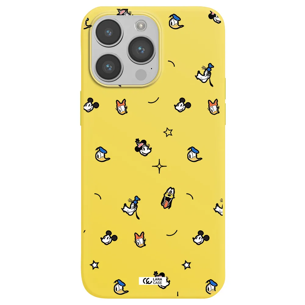 disney face pattern Apple iPhone 14 pro max Silicone canary yellow Case