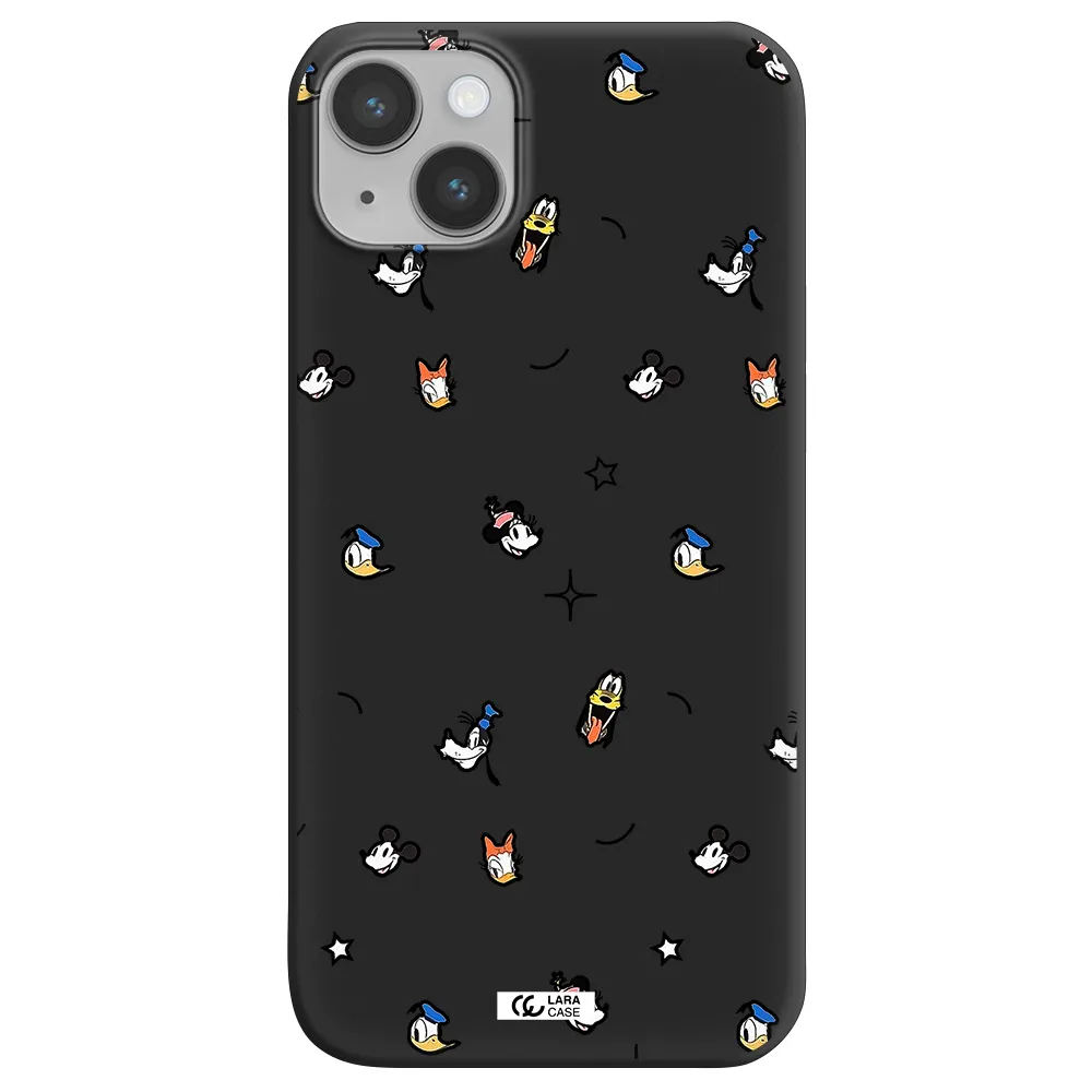 disney face pattern Apple iPhone 14 Silicone black Case