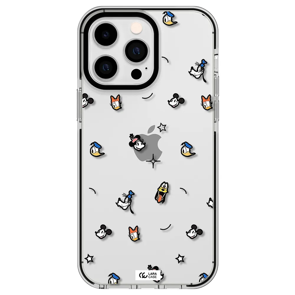 disney face pattern Apple iPhone 15 Pro Max impact black border Case