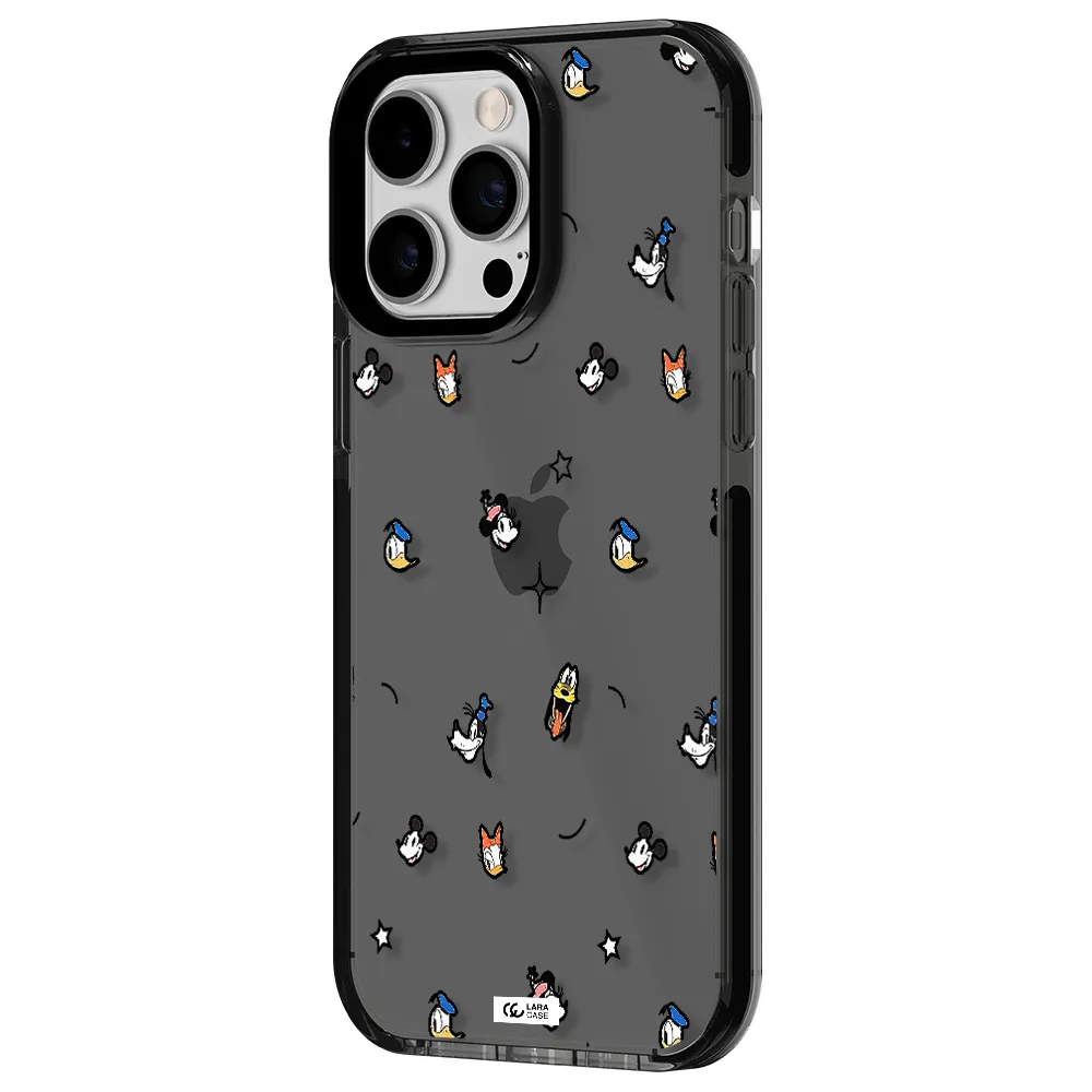 disney face pattern Apple iPhone 15 Pro Max impact Smoke Black Case