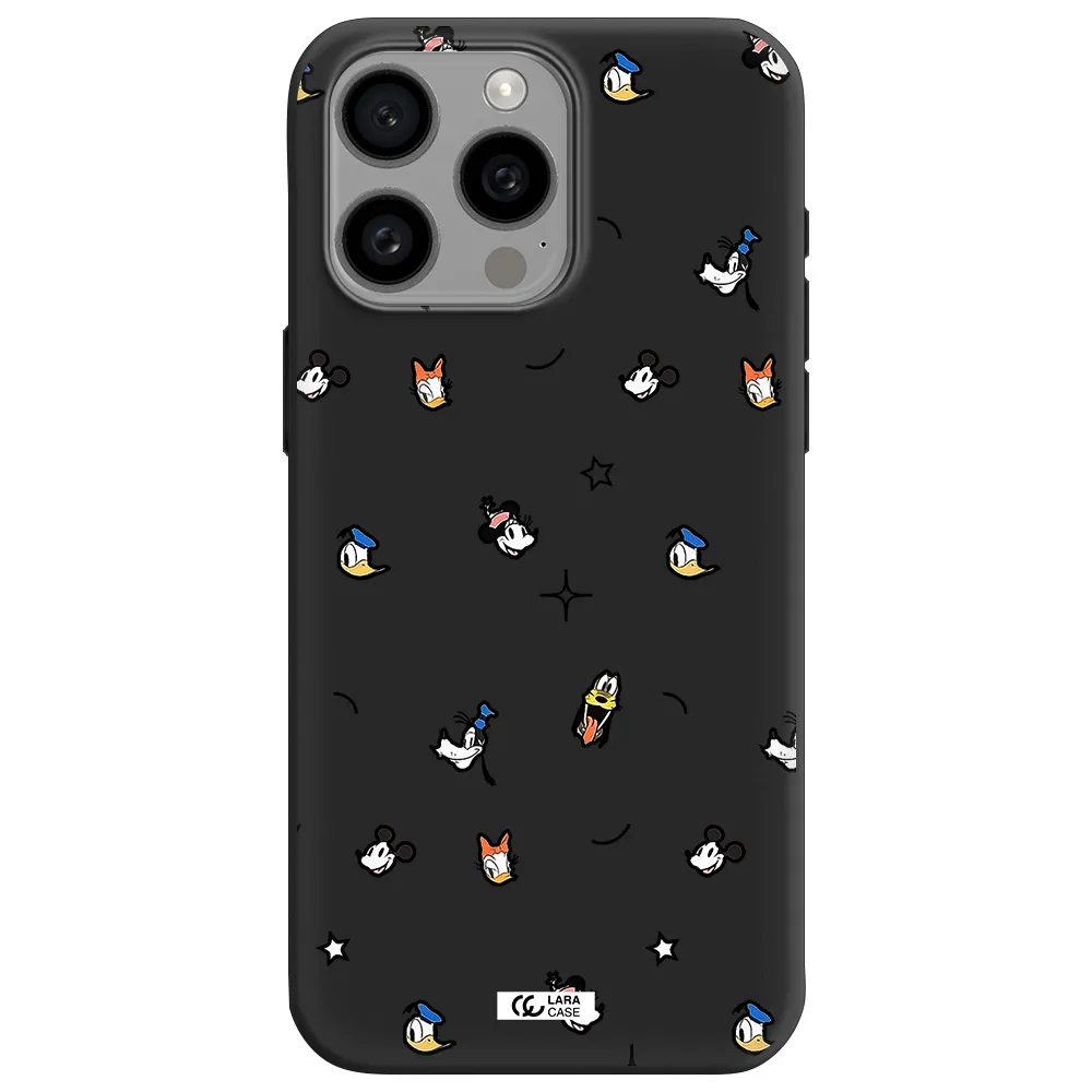 disney face pattern Apple Iphone 15 Pro max Silicone black Case