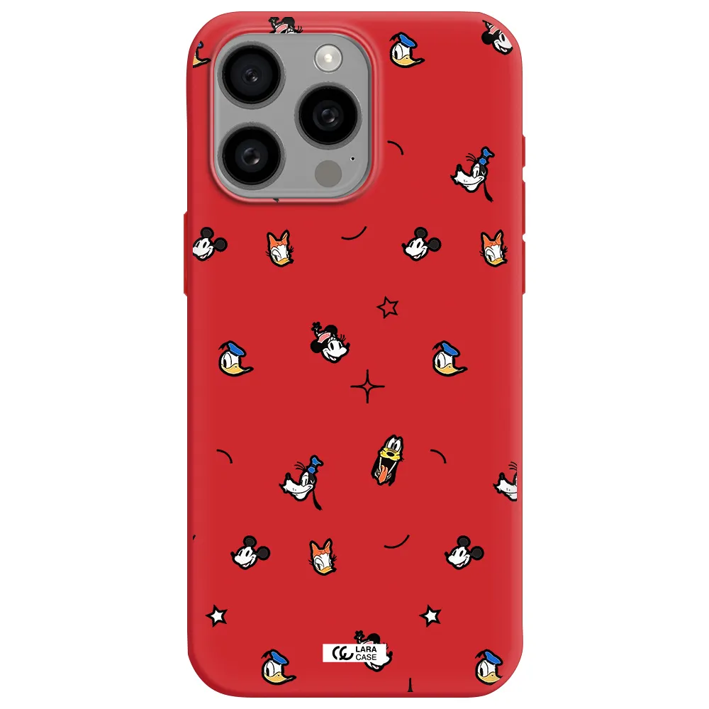 Disney Face Pattern Apple Iphone 15 Pro Max Silicone Imperial Red Case