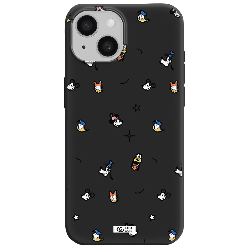 disney face pattern Apple iPhone 15 Silicone black Case