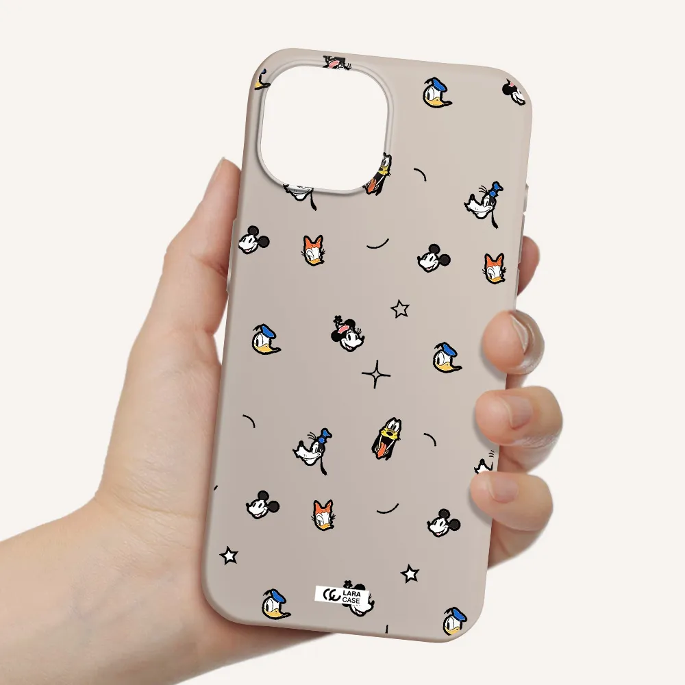 disney face pattern Apple iPhone 15 Silicone Stone Case