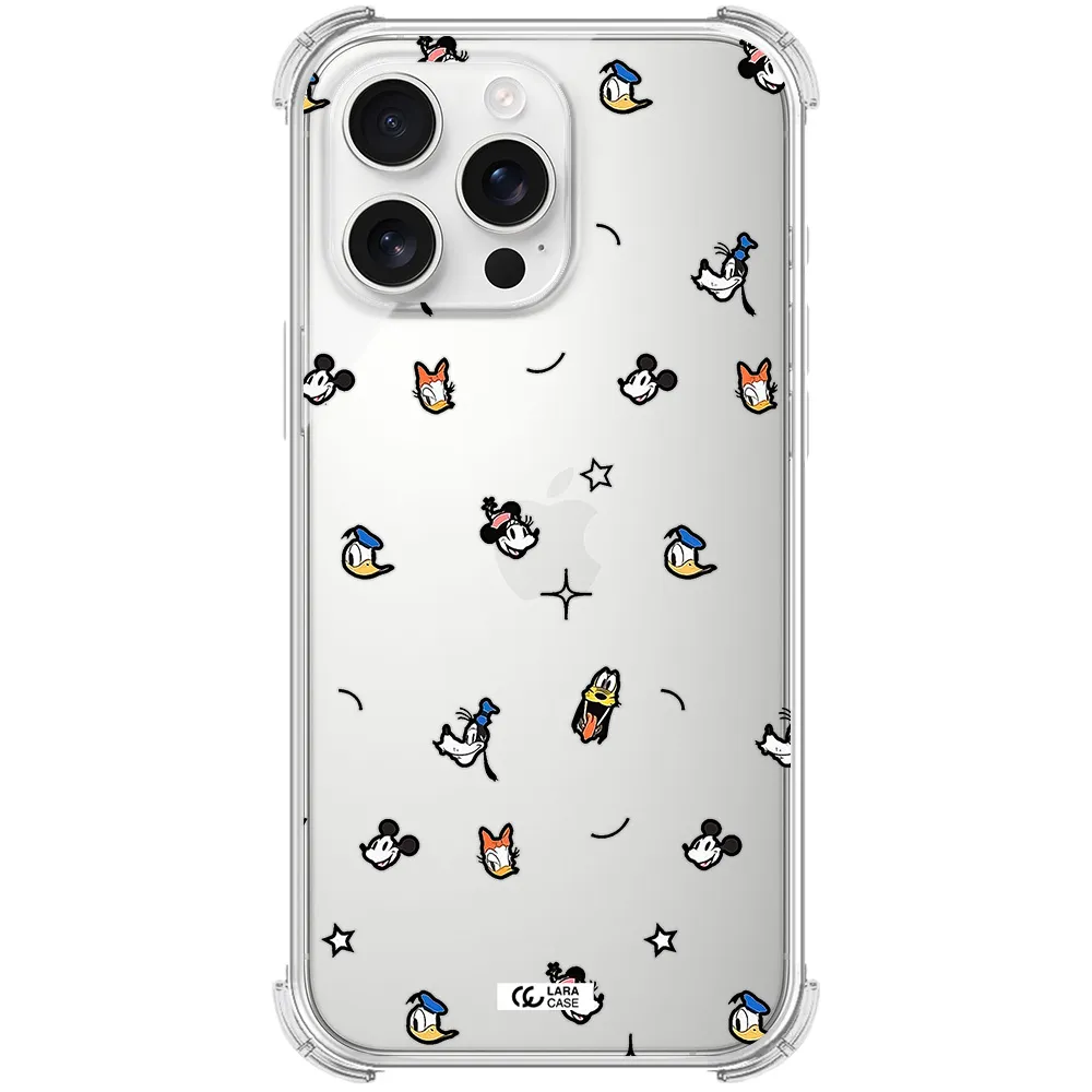 Disney Face Pattern Apple Iphone 16 Pro Max Clear Pc Case