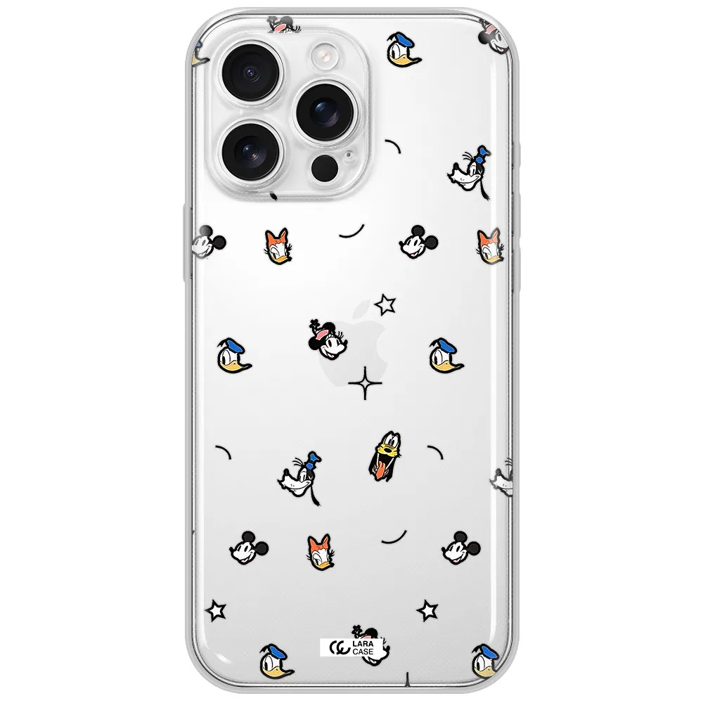 Disney Face Pattern Apple Iphone 16 Pro Max Clear Tpu Case