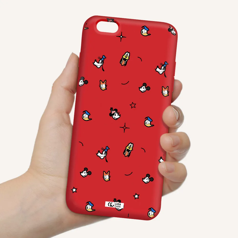 disney face pattern Apple iPhone 6 plus Silicone Imperial Red Case