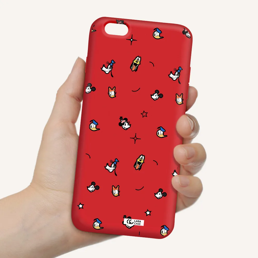 disney face pattern Apple iPhone 6 s plus Silicone Imperial Red Case