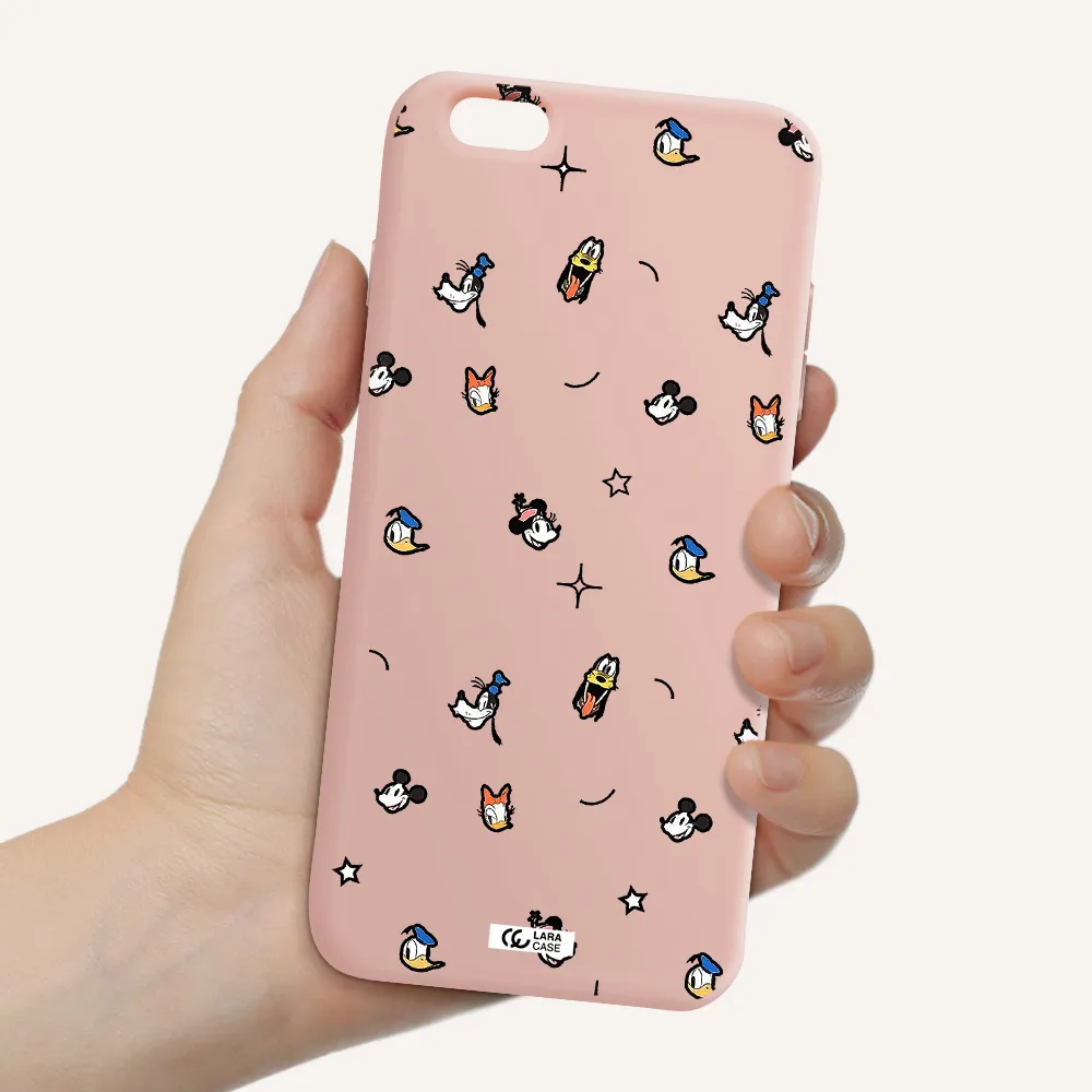 disney face pattern Apple iPhone 6 s plus Silicone pastel pink Case