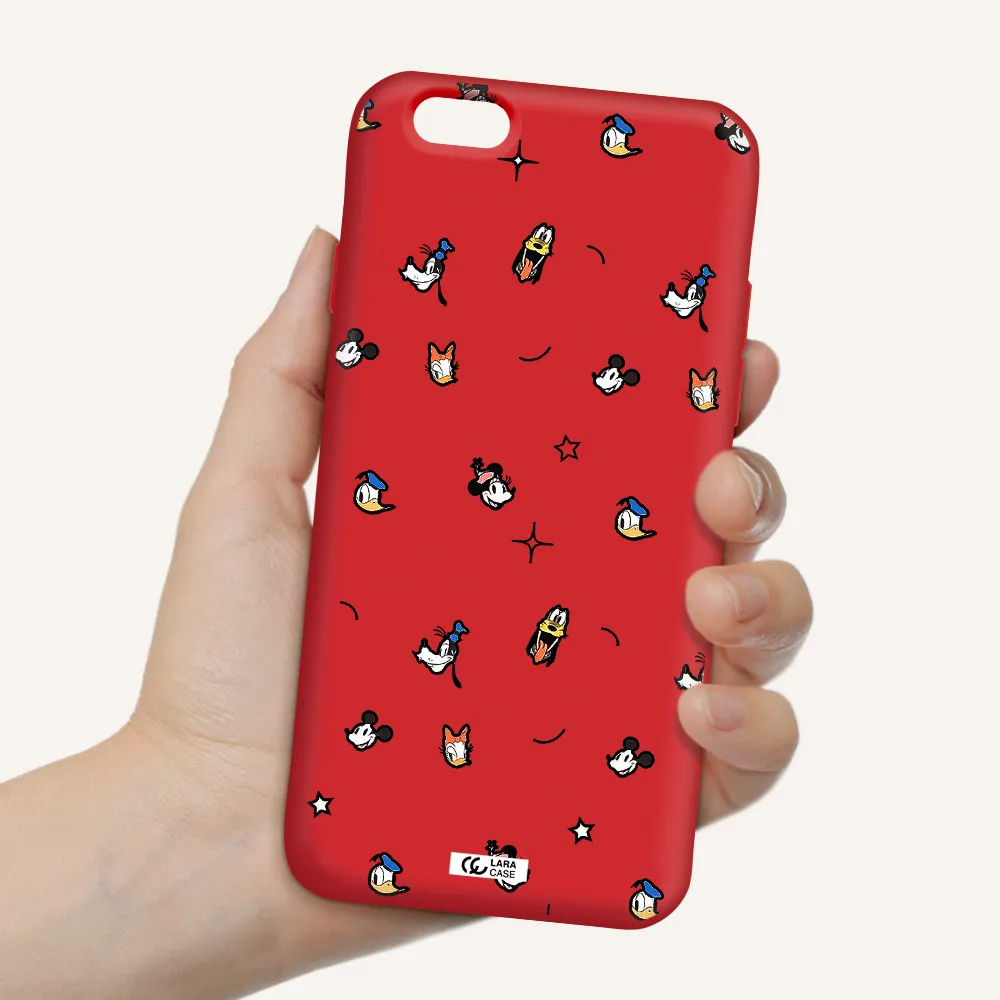 disney face pattern Apple iPhone 6 Silicone Imperial Red Case