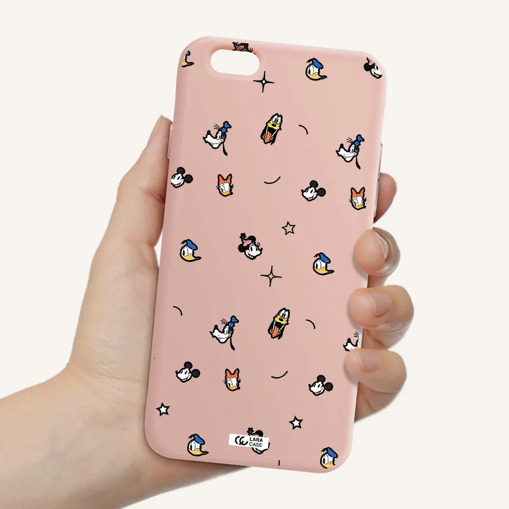 disney face pattern Apple iPhone 6 Silicone pastel pink Case