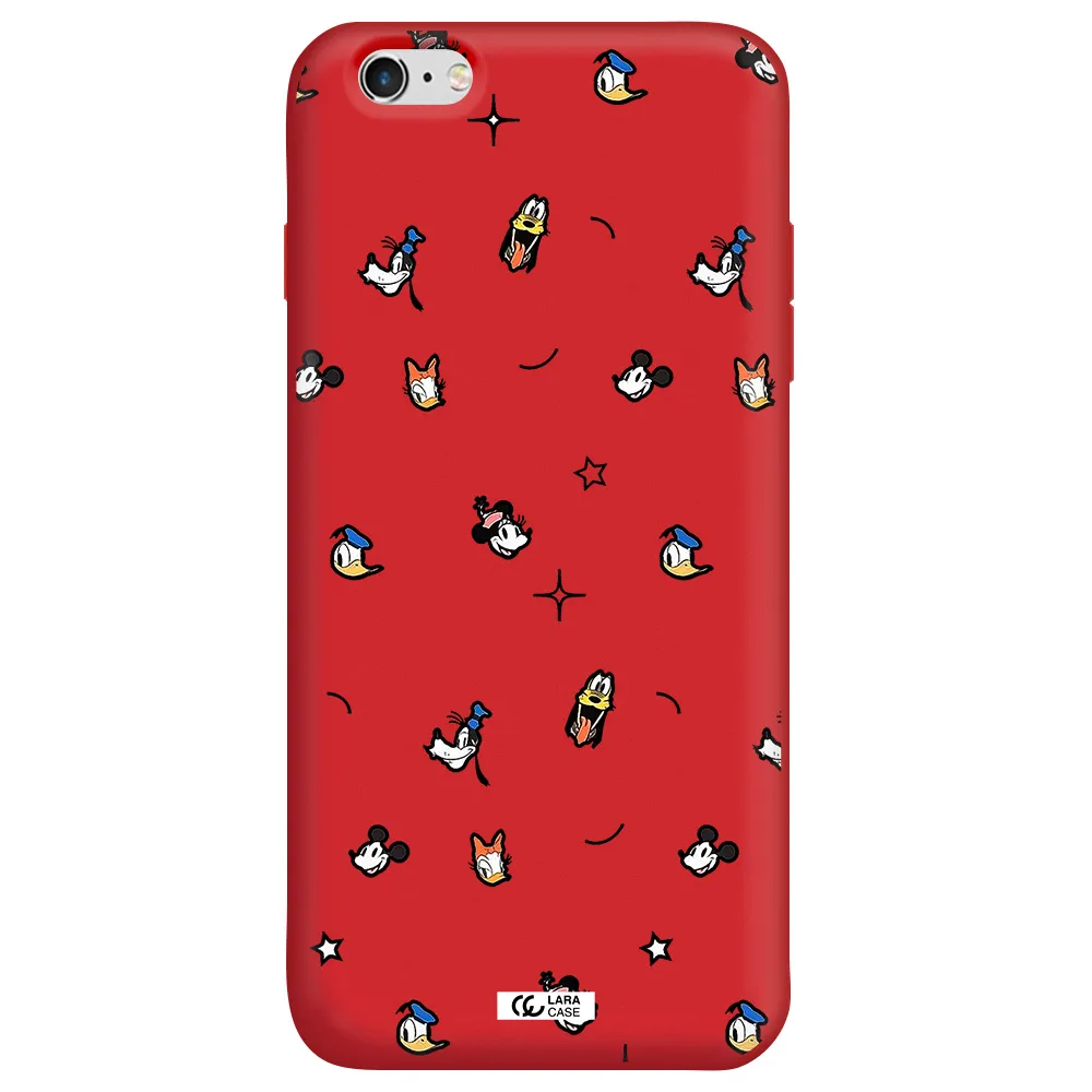 disney face pattern Apple iPhone 6S Silicone Imperial Red Case