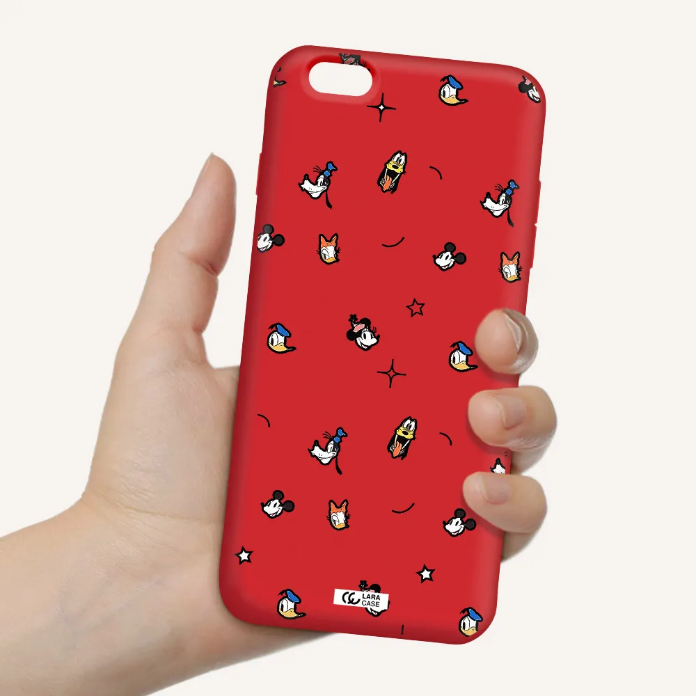 disney face pattern Apple iPhone 6S Silicone Imperial Red Case