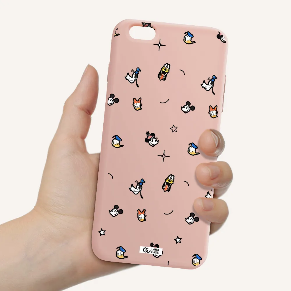 disney face pattern Apple iPhone 6S Silicone pastel pink Case