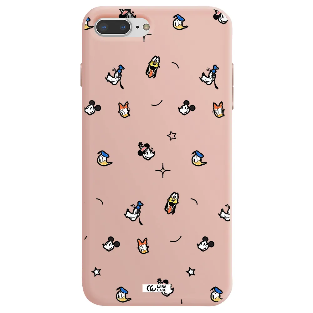 disney face pattern Apple iPhone 7 plus Silicone pastel pink Case