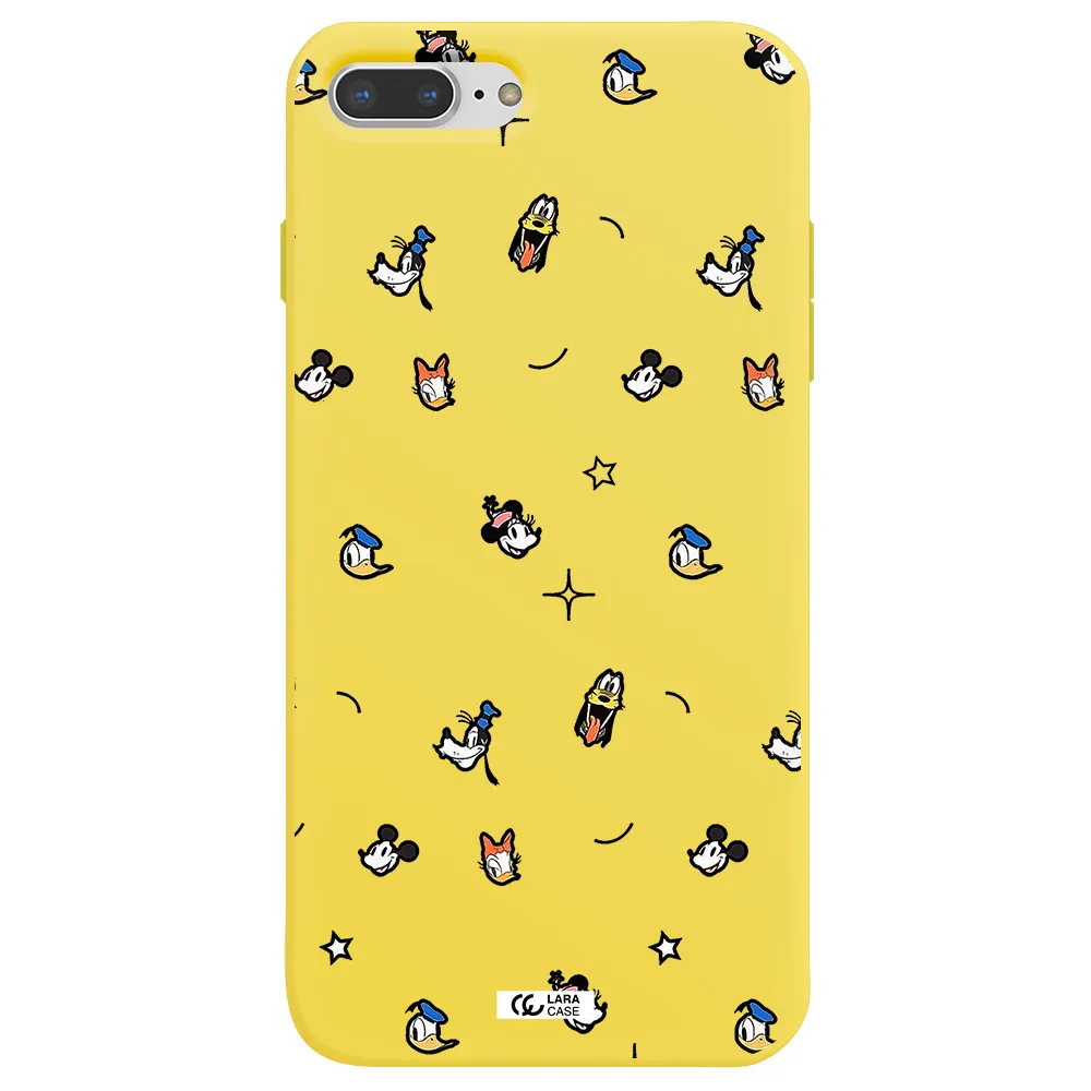 disney face pattern Apple iPhone 8 plus Silicone canary yellow Case