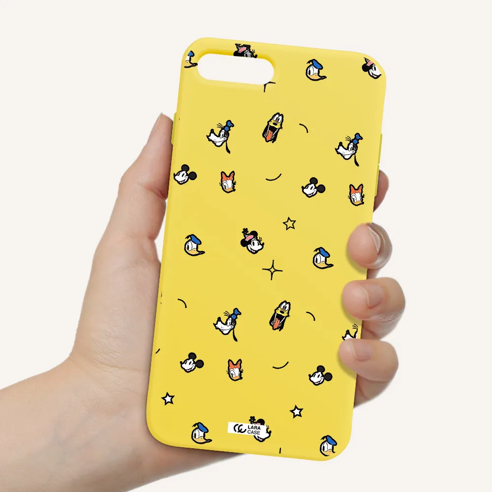 disney face pattern Apple iPhone 8 plus Silicone canary yellow Case