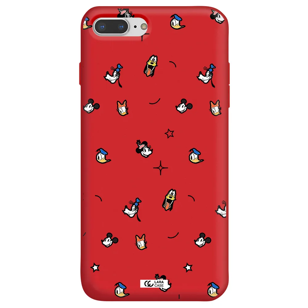 disney face pattern Apple iPhone 8 plus Silicone Imperial Red Case