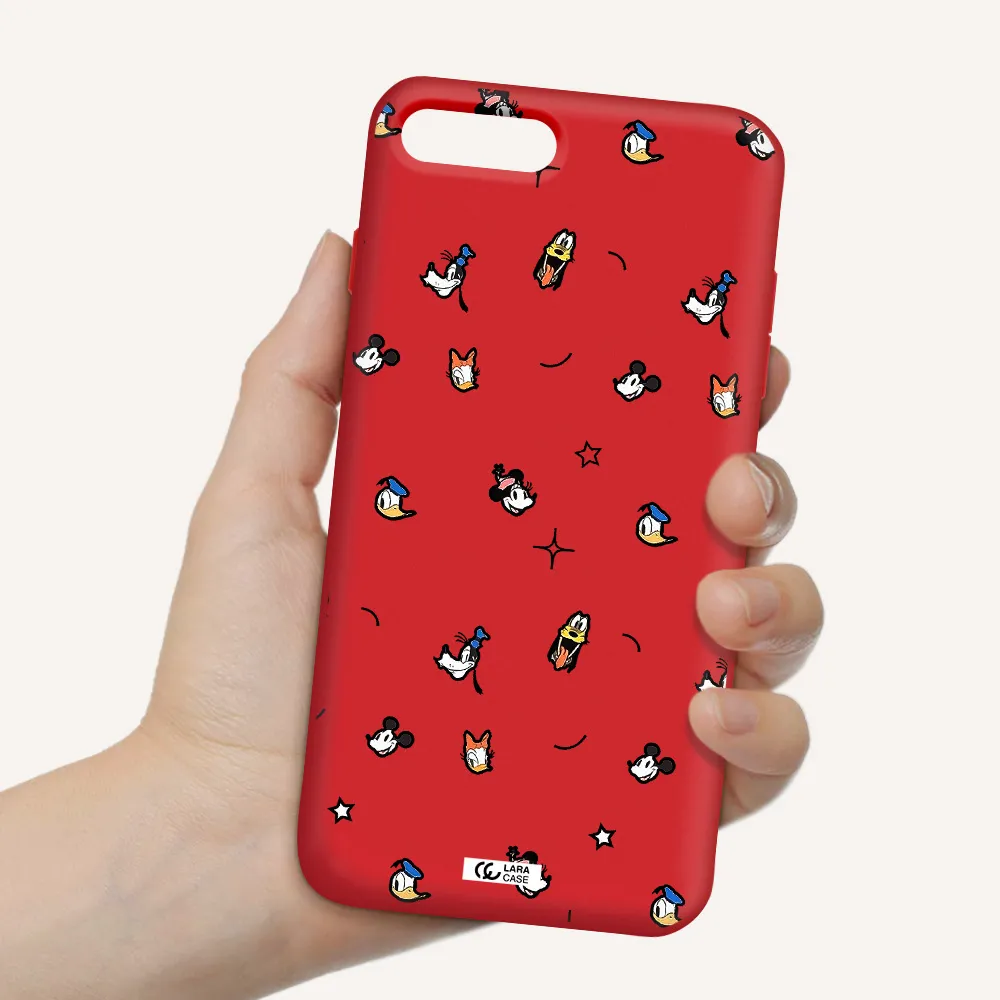 disney face pattern Apple iPhone 8 plus Silicone Imperial Red Case