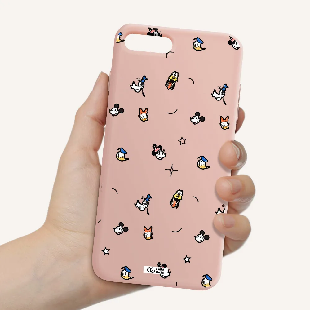disney face pattern Apple iPhone 8 plus Silicone pastel pink Case