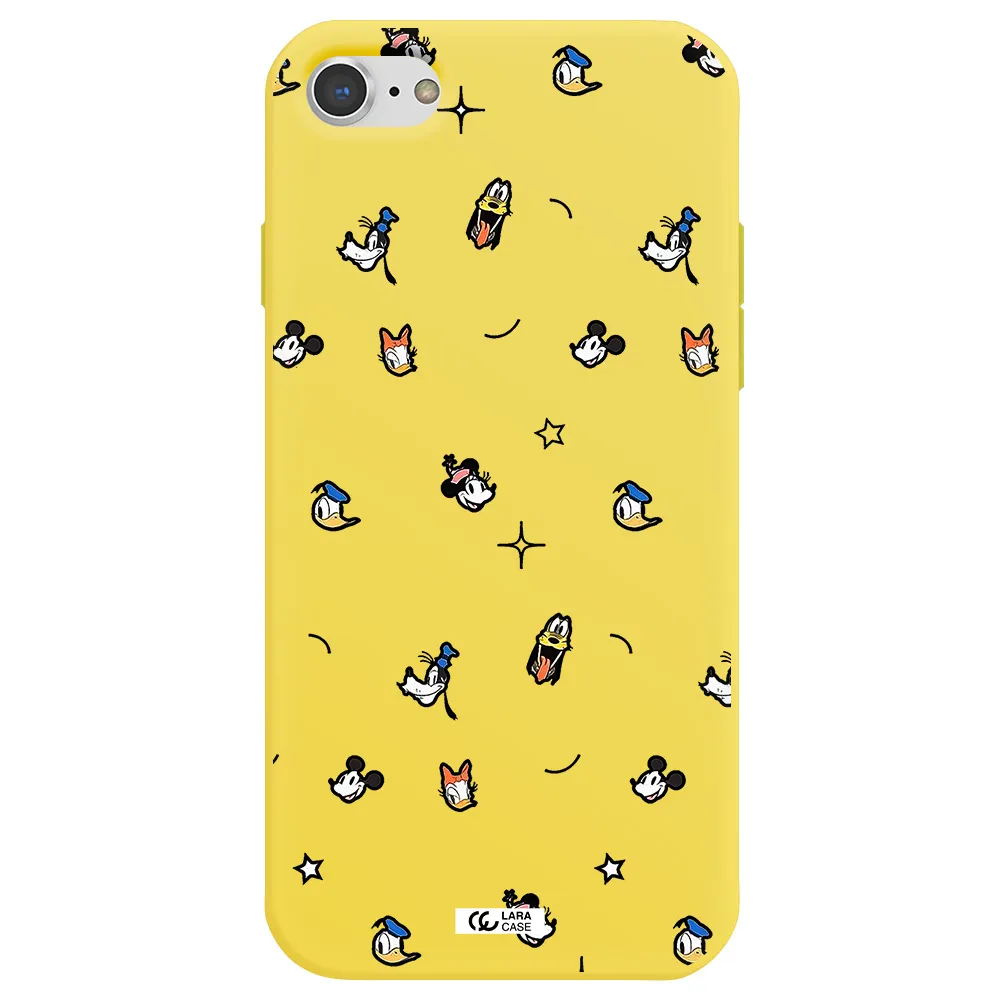 disney face pattern Apple iPhone 8 Silicone canary yellow Case